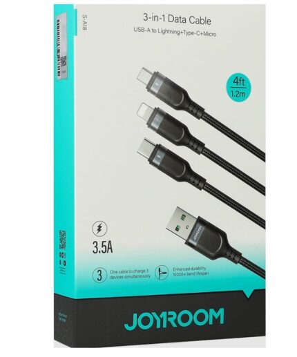JOYROOM S-A18 3.5A USB-A to Lightning+Type-C+Micro 3-in-1 Data Cable, 1.2 Meter